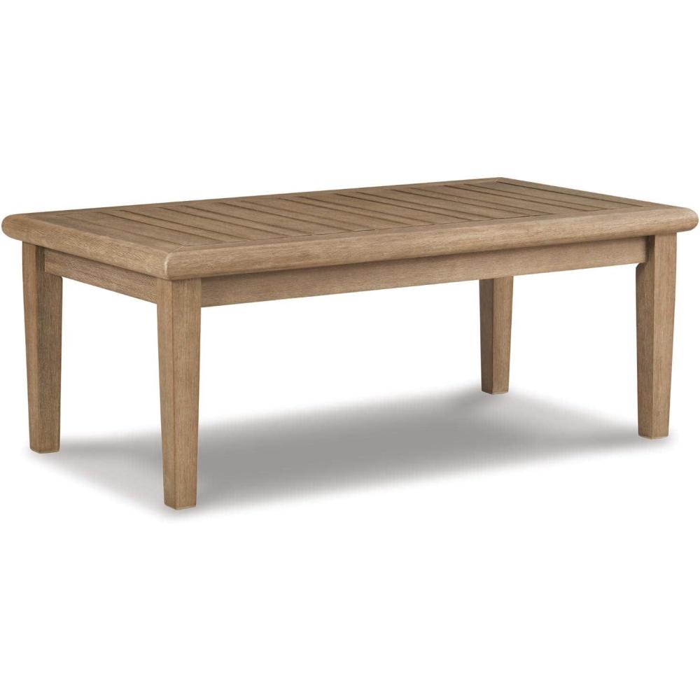 imageSignature Design by Ashley Gerianne Outdoor Eucalyptus Wood Square End Table Gray BrownCoffee Table