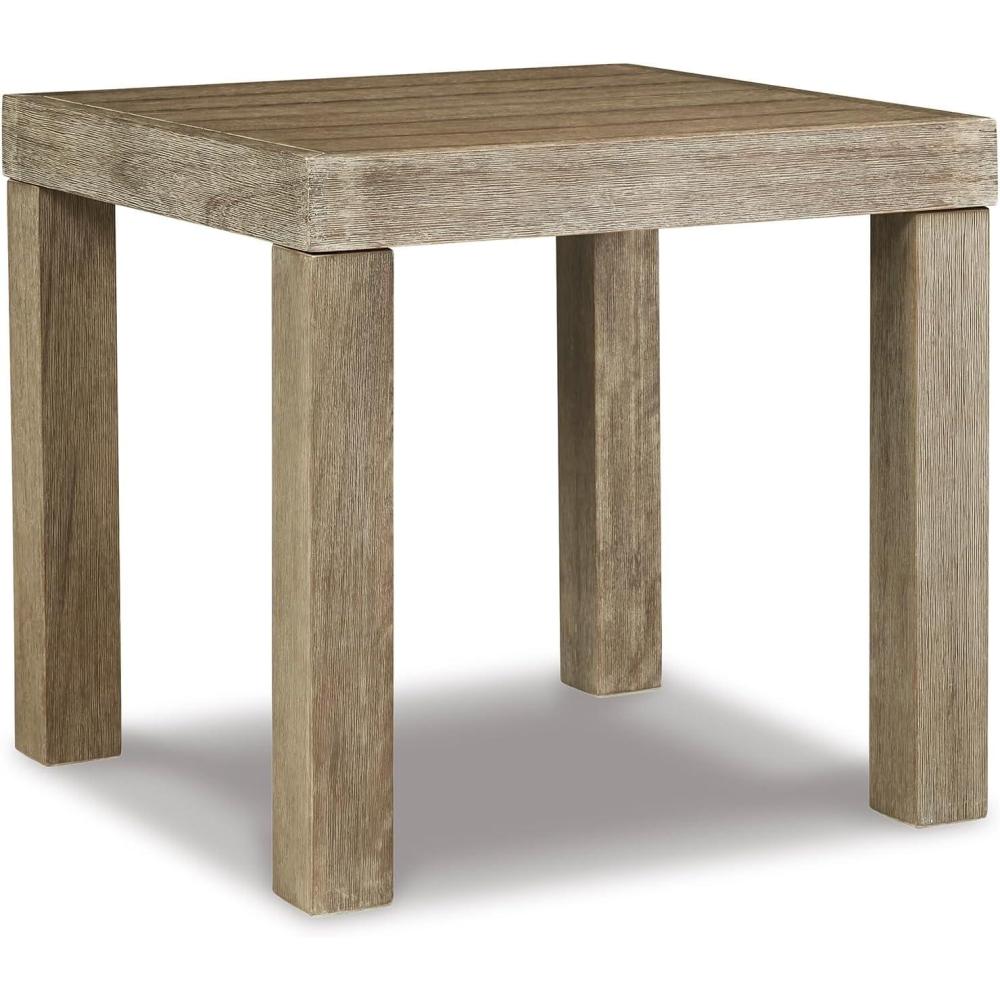 imageSignature Design by Ashley Gerianne Outdoor Eucalyptus Wood Square End Table Gray BrownOutdoor End Table