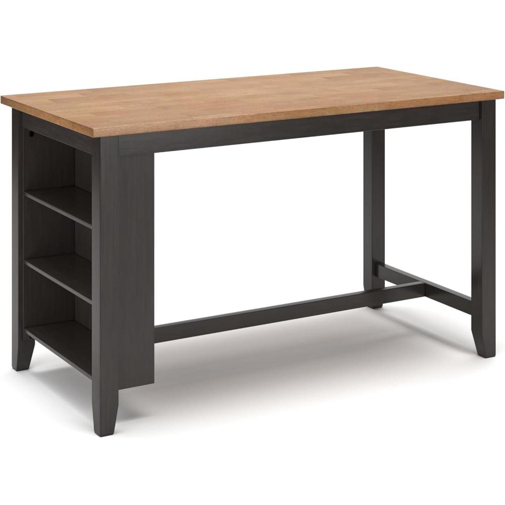 imageSignature Design by Ashley Gesthaven Contemporary Counter Height Dining Table with 3 Shelves and Trestle Base Light Brown ampamp Dark BrownLight Brown  Dark Brown