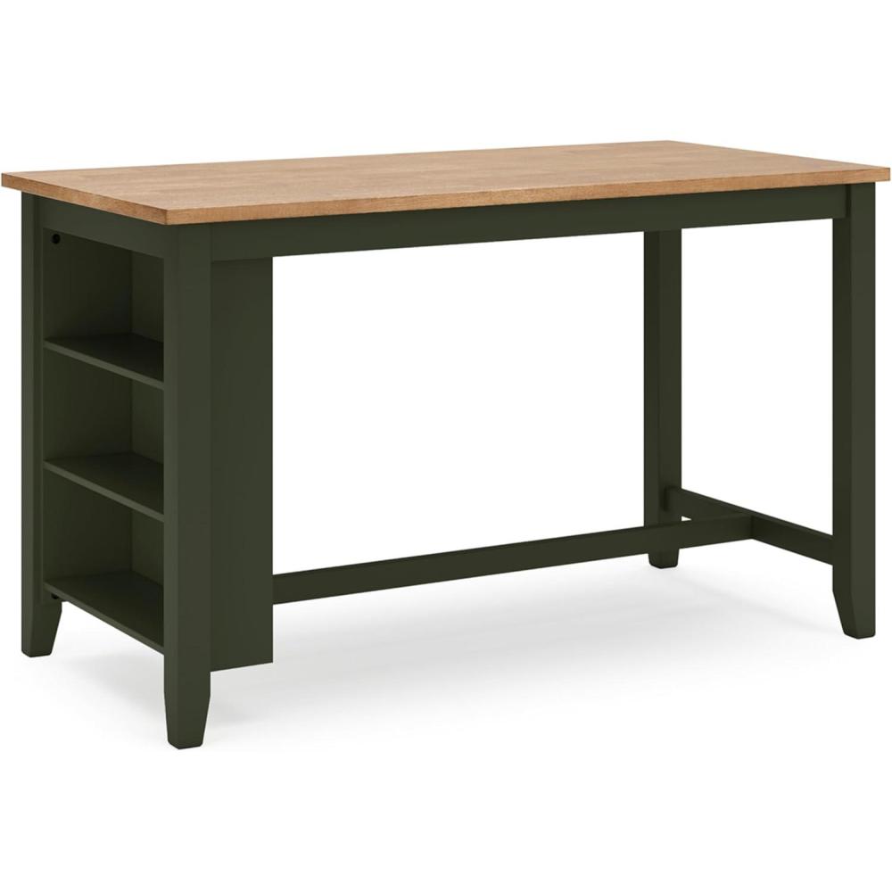 imageSignature Design by Ashley Gesthaven Contemporary Counter Height Dining Table with 3 Shelves and Trestle Base Light Brown ampamp Dark BrownLight Brown  Green