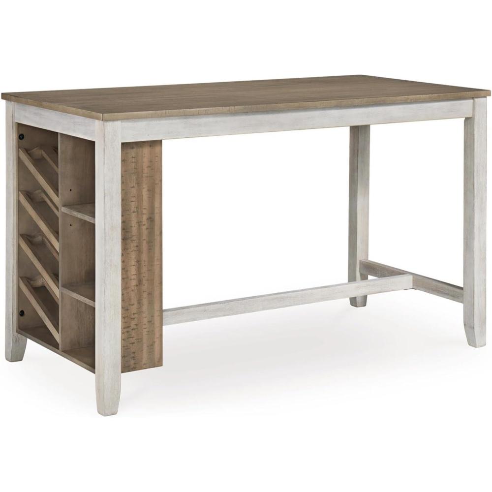 imageSignature Design by Ashley Gesthaven Contemporary Counter Height Dining Table with 3 Shelves and Trestle Base Light Brown ampamp Dark BrownWhitewash