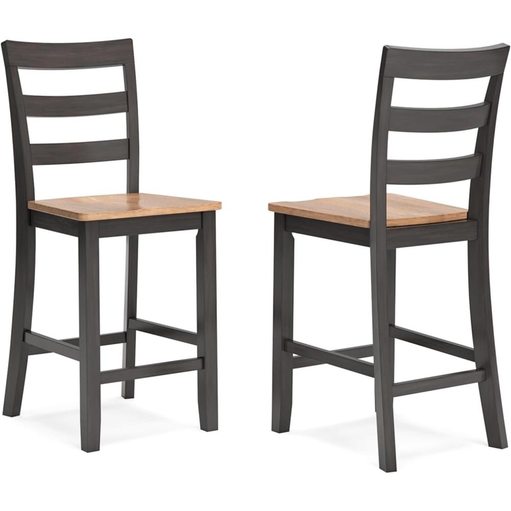 imageSignature Design by Ashley Gesthaven Solid Wood Frame Counter Height Barstool Set of 2 NaturalBrownLight Brown  Dark Brown