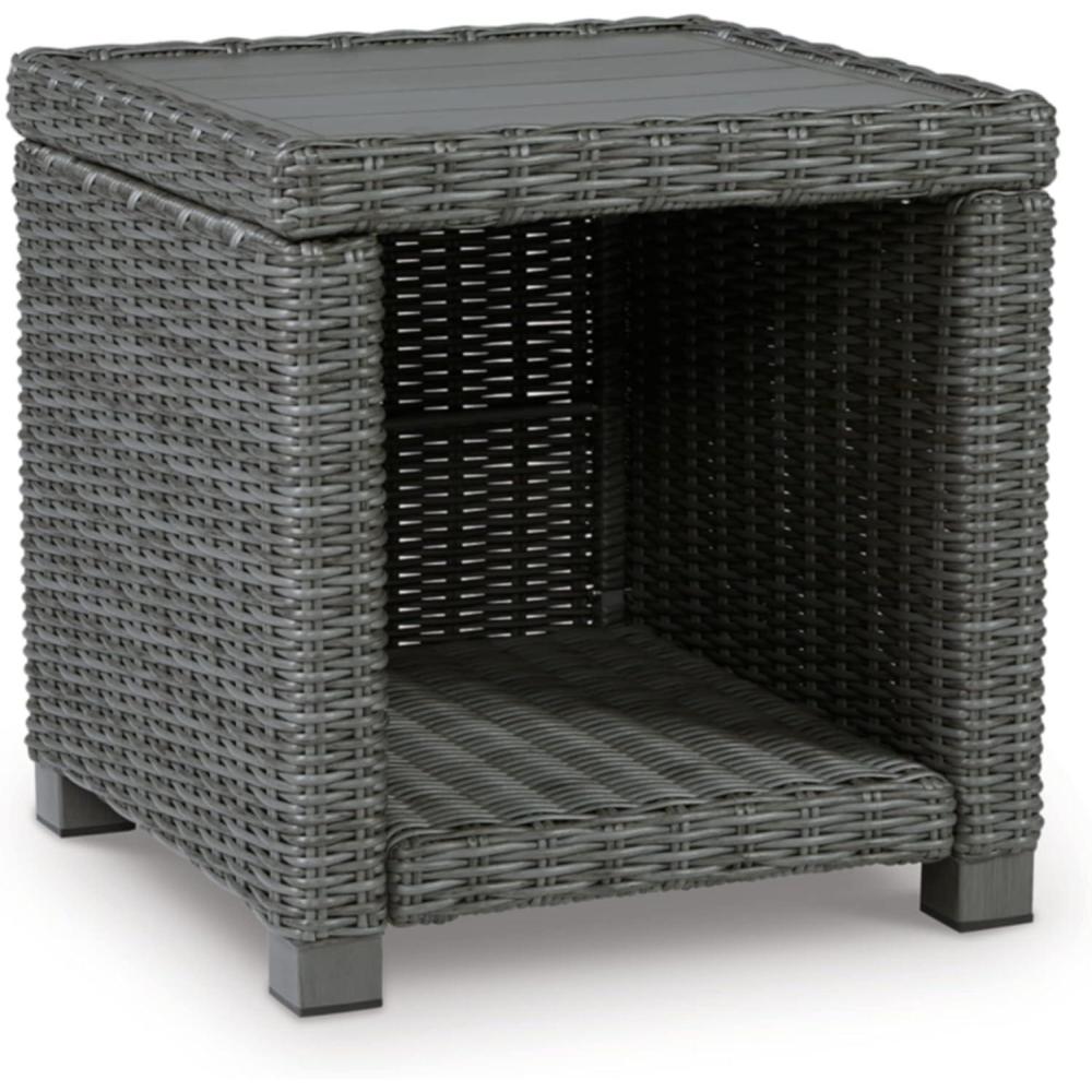 imageSignature Design by Ashley Grasson Lane Outdoor Wicker Cocktail Table with Aluminum Frame BrownGrey