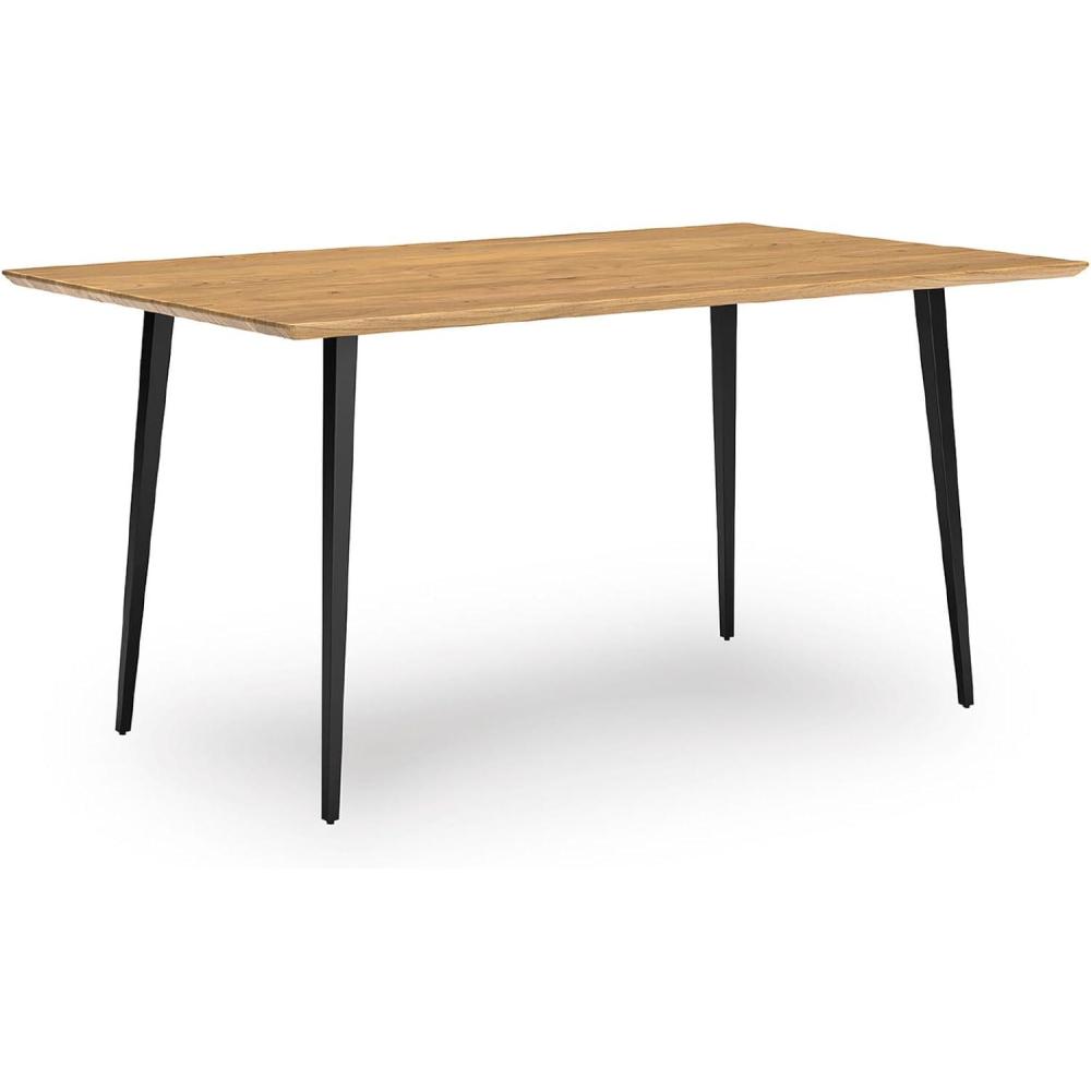 imageSignature Design by Ashley Gretlynn Casual Acacia Wood Dining Table with Metal Legs Light Brown ampamp Black