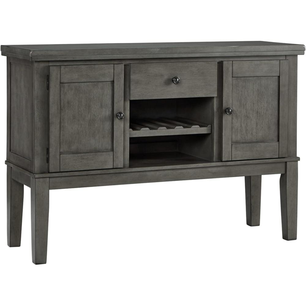imageSignature Design by Ashley Hallanden Dining Room Server with Wine Rack Weathered GrayGrey