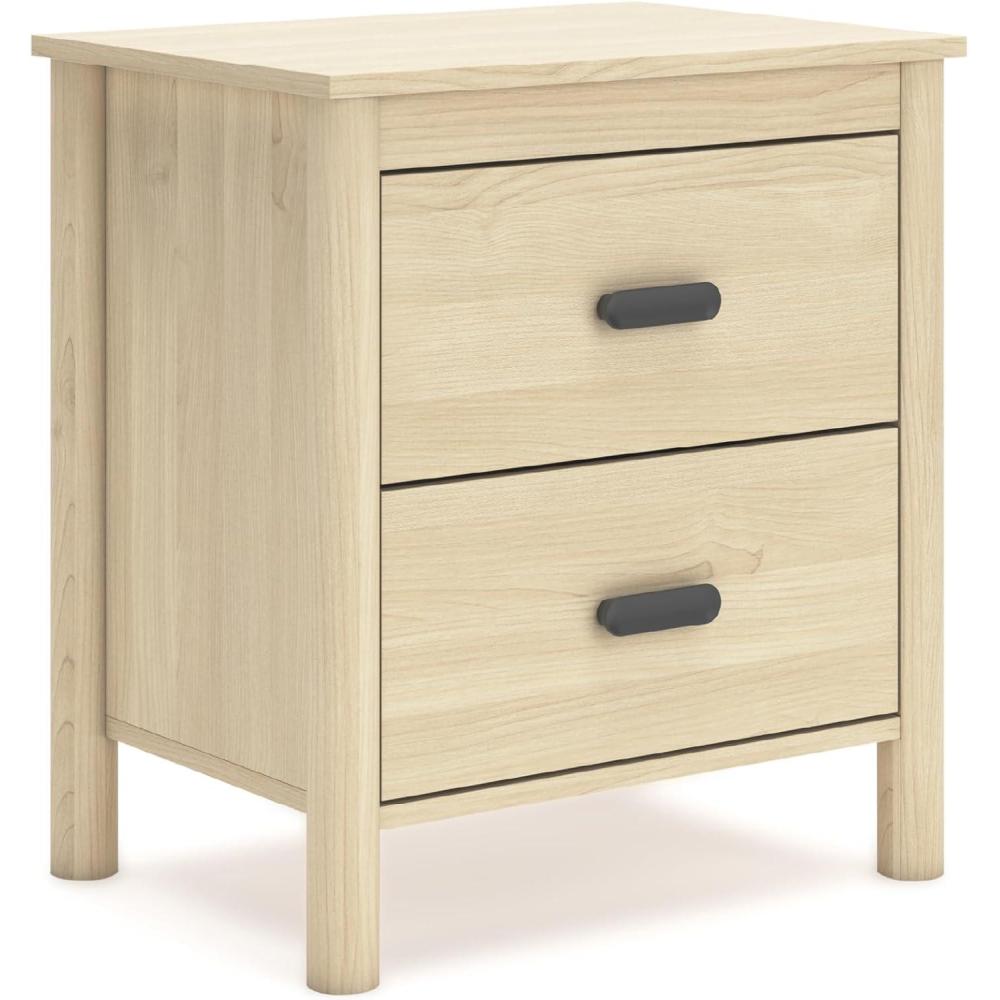 imageSignature Design by Ashley Hallityn Minimalist 2 Drawer Nightstand for Bedroom 2437quot Tall WhiteBeige