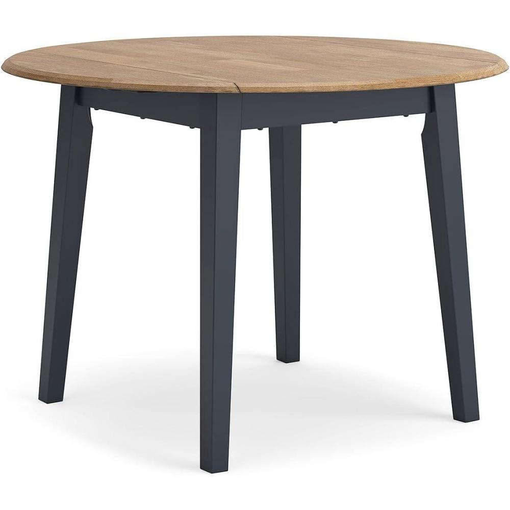 imageSignature Design by Ashley Hammis Round Dining Room Drop Leaf Table Dark BrownLight Brown Blue