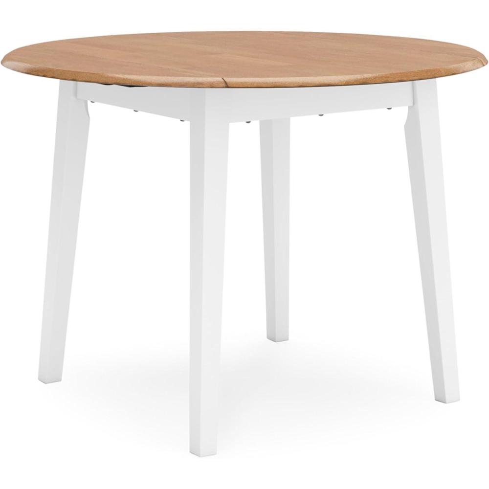 imageSignature Design by Ashley Hammis Round Dining Room Drop Leaf Table Dark BrownLight Brown  White