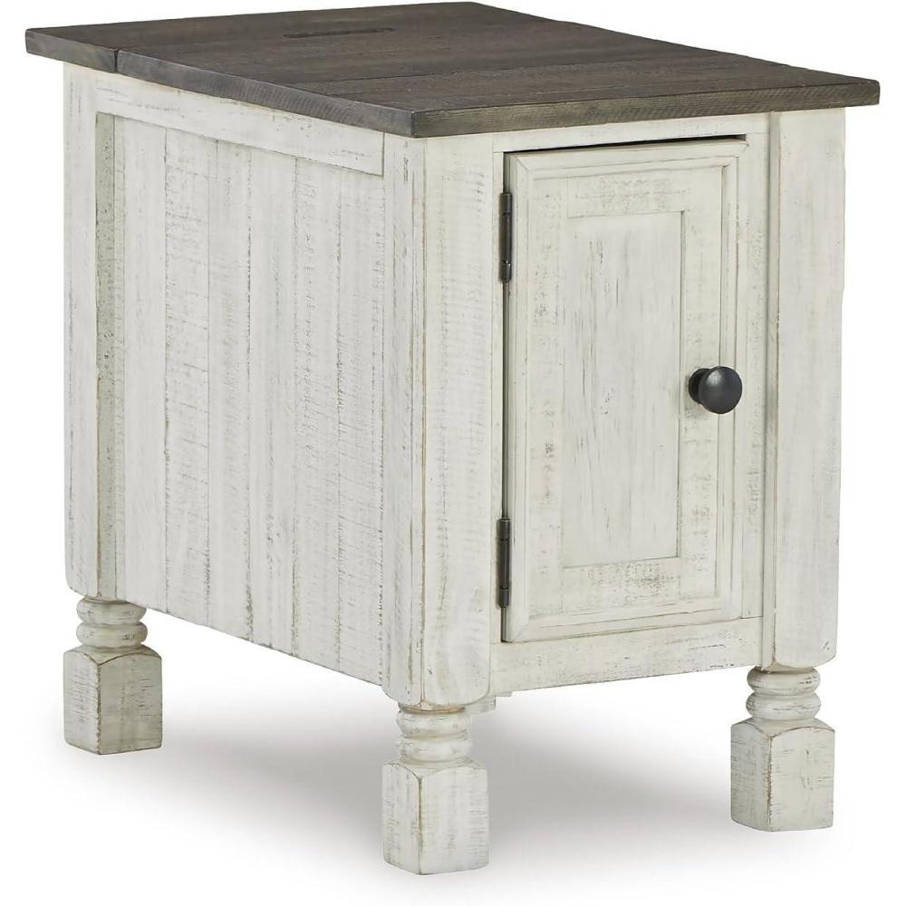 imageSignature Design by Ashley Havalance French Country Chair Side End Table White ampamp Gray