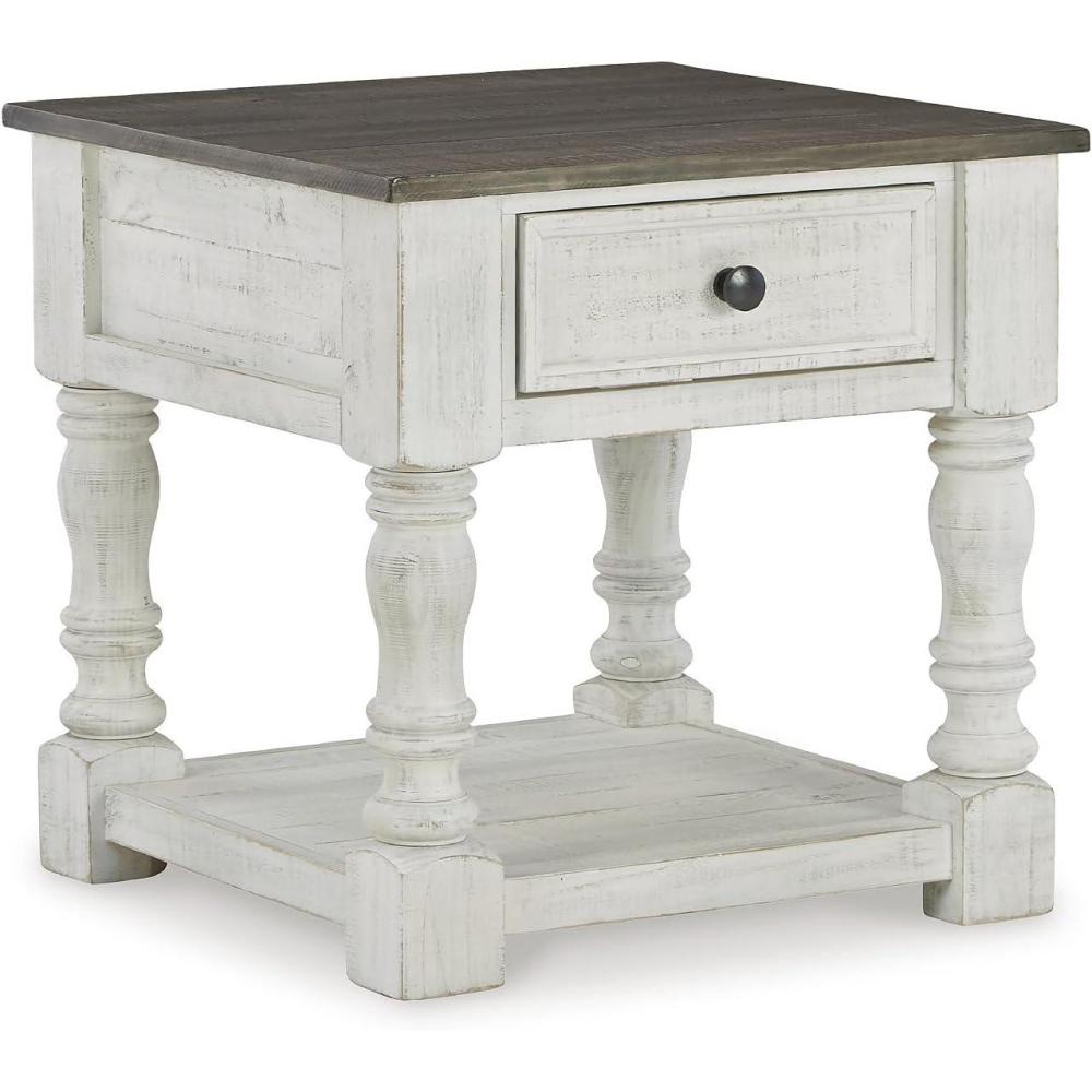 imageSignature Design by Ashley Havalance French Country Square End Table White ampamp GrayTable