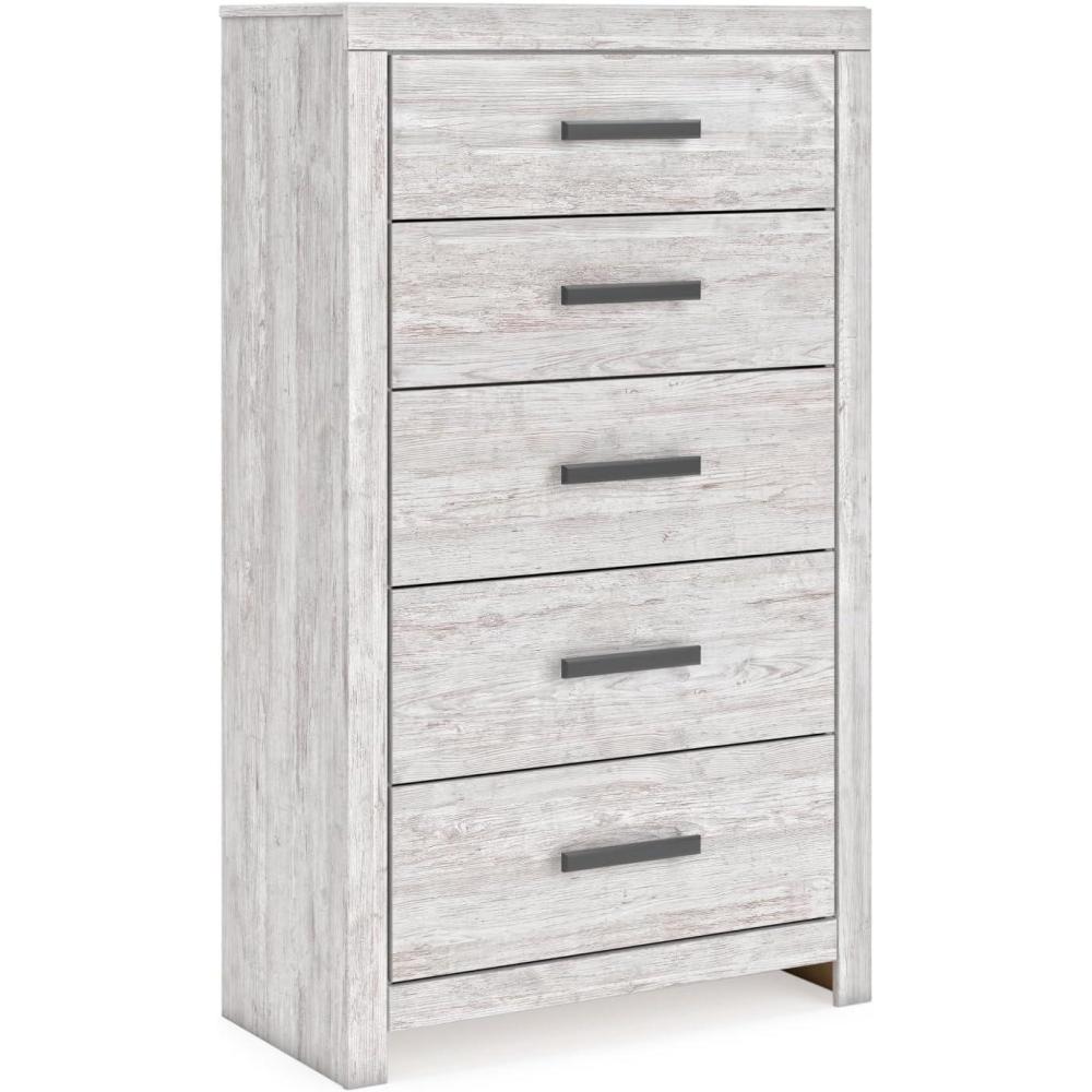 imageSignature Design by Ashley Hyanna Rustic 5 Drawer Chest RusticWhite Plank