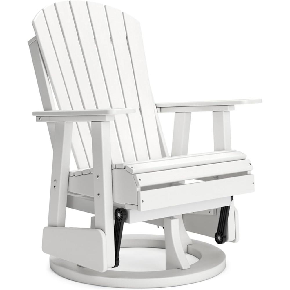imageSignature Design by Ashley Hyland Wave Casual Weather Resistant HDPE Outdoor Swivel Glider Chair WhiteWhite