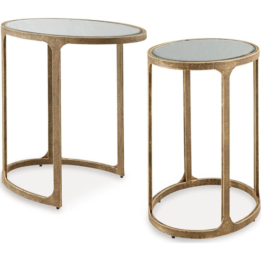 imageSignature Design by Ashley Irmaleigh Classic Nesting Accent Table Set with Mirrored Tabletops Set of 2 Metallic