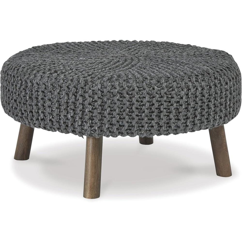 imageSignature Design by Ashley Jassmyn Contemporary HandKnitted Oversized Accent Ottoman Dark Gray