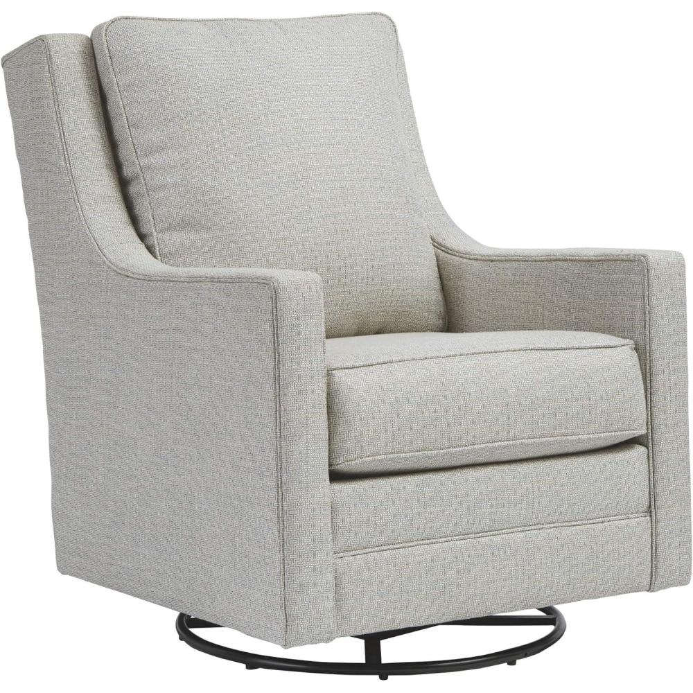 imageSignature Design by Ashley Kambria Striped Upholstered Swivel Accent Glider Chair Ivory ampamp BlackWhite