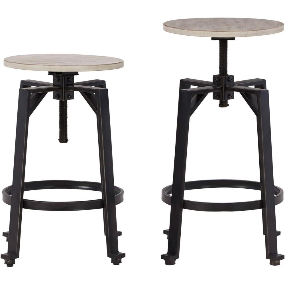 imageSignature Design by Ashley Karisslyn Urban Industrial Counter Height Barstool 2 Count Whitewash ampamp BlackBeige
