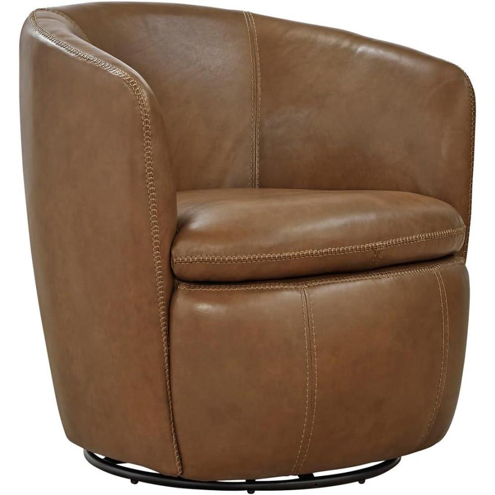 imageSignature Design by Ashley Kierreys Contemporary Top Grain Leather Swivel Chair Light BrownLight Brown