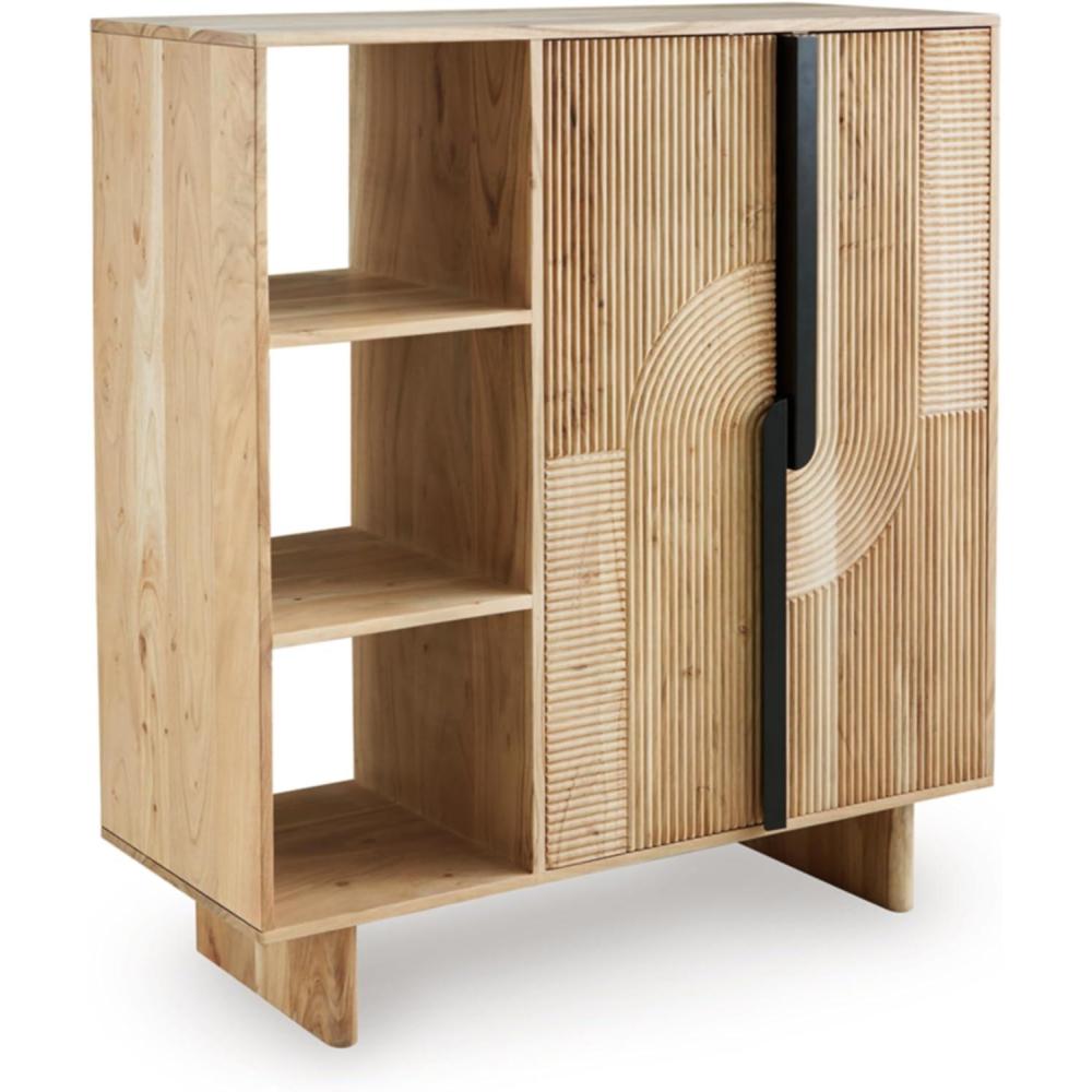 imageSignature Design by Ashley Kierwell Farmhouse 2Door Accent Cabinet with Adjustable Shelves Beige