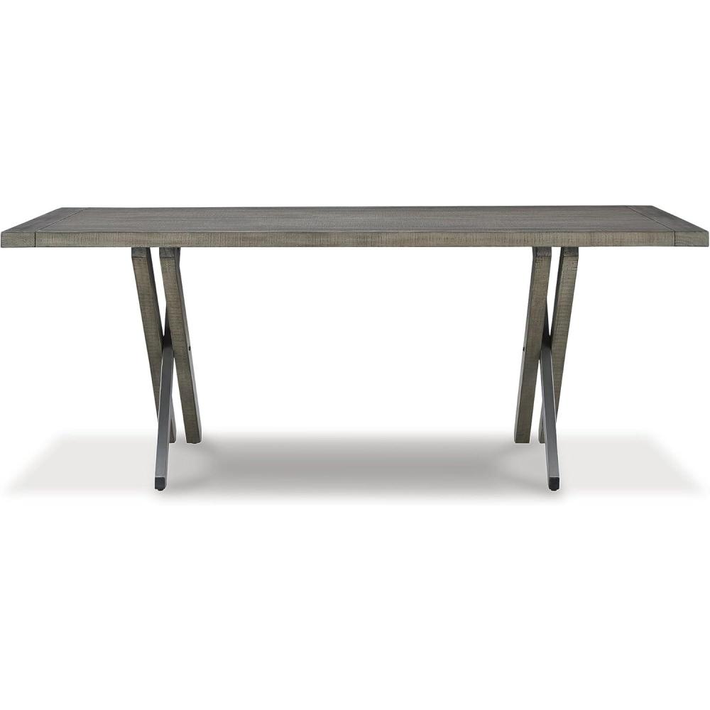 imageSignature Design by Ashley Krystanza Casual Dining Table with Cross Base Light Gray