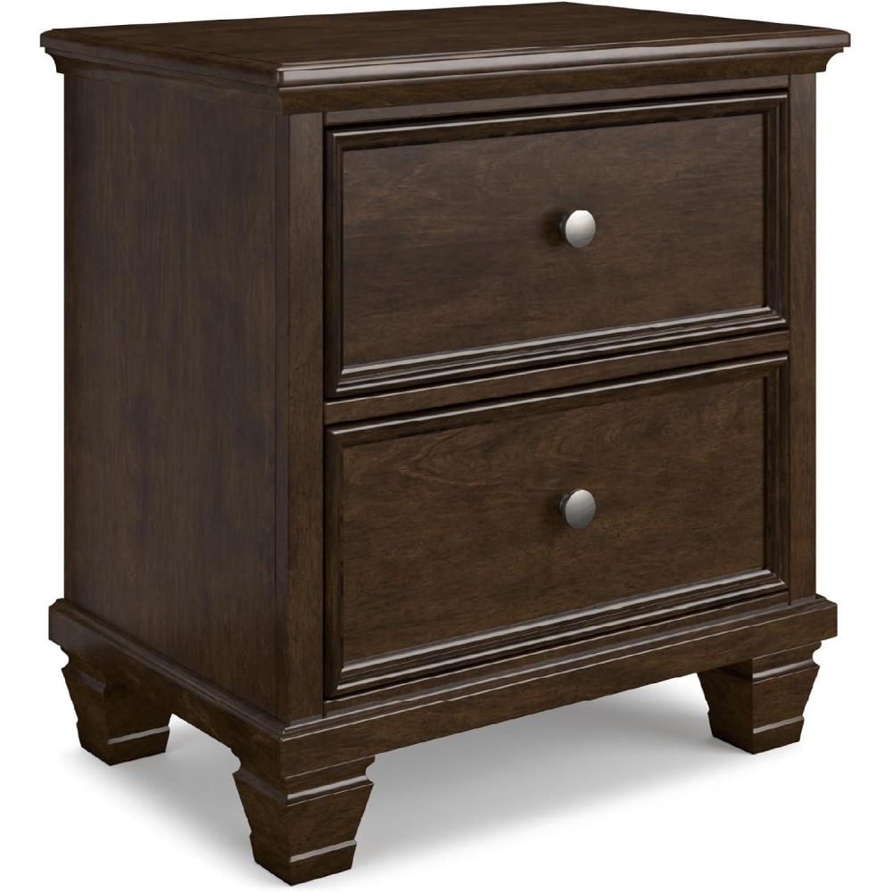 imageSignature Design by Ashley Lanolee Classic 2 Drawer Nightstand for Bedroom 2675quot Tall BlackDark Brown