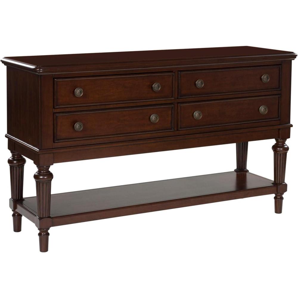 imageSignature Design by Ashley Lavinton Classic 4Drawer Dining Server with Open Shelf Dark Brown