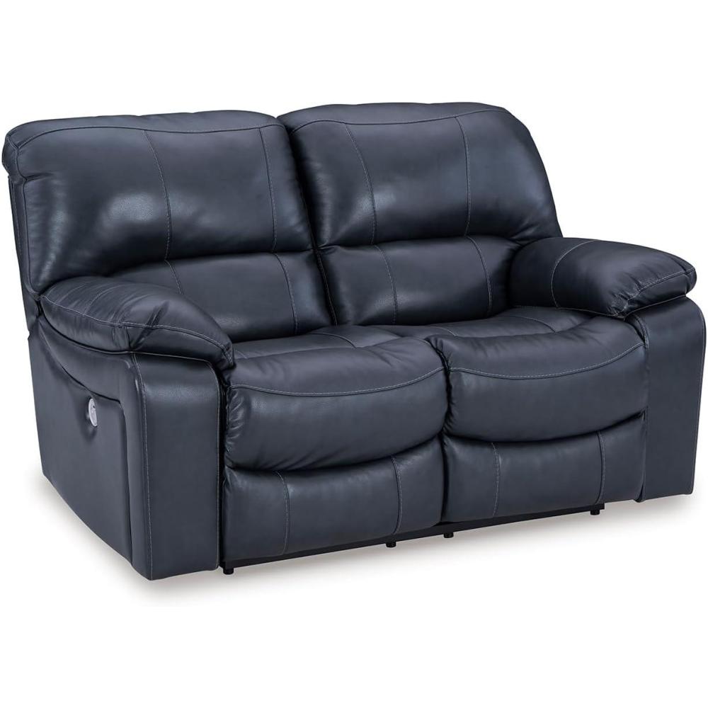 imageSignature Design by Ashley Leesworth Modern Power Reclining Loveseat with USB Charging Ports Blue