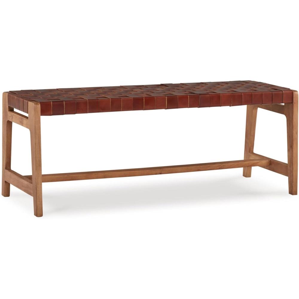 imageSignature Design by Ashley Lemmund Contemporary Upholstered Accent Bench Light Brown