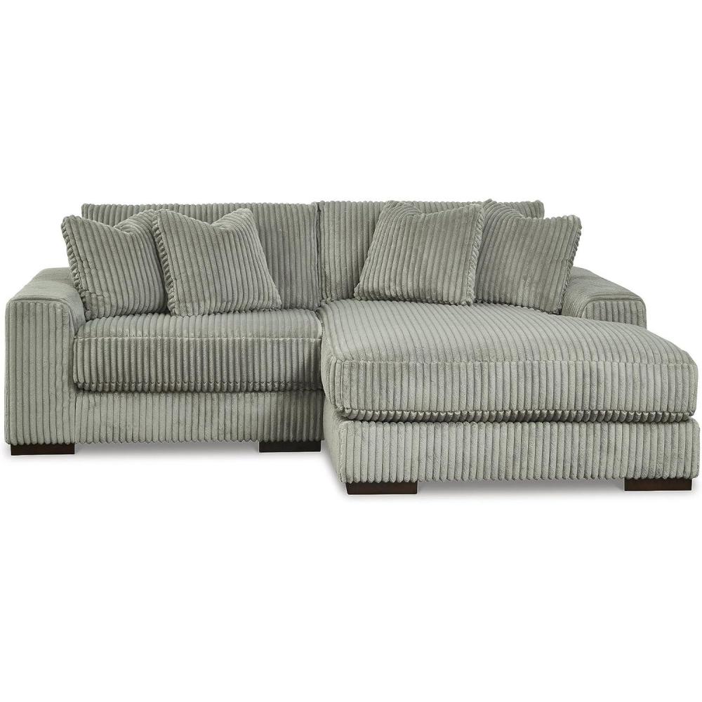 imageSignature Design by Ashley Lindyn Casual LeftArm Facing 2Piece Sectional with Chaise Reversible Cushions and 4 Throw Pillows GrayGrey