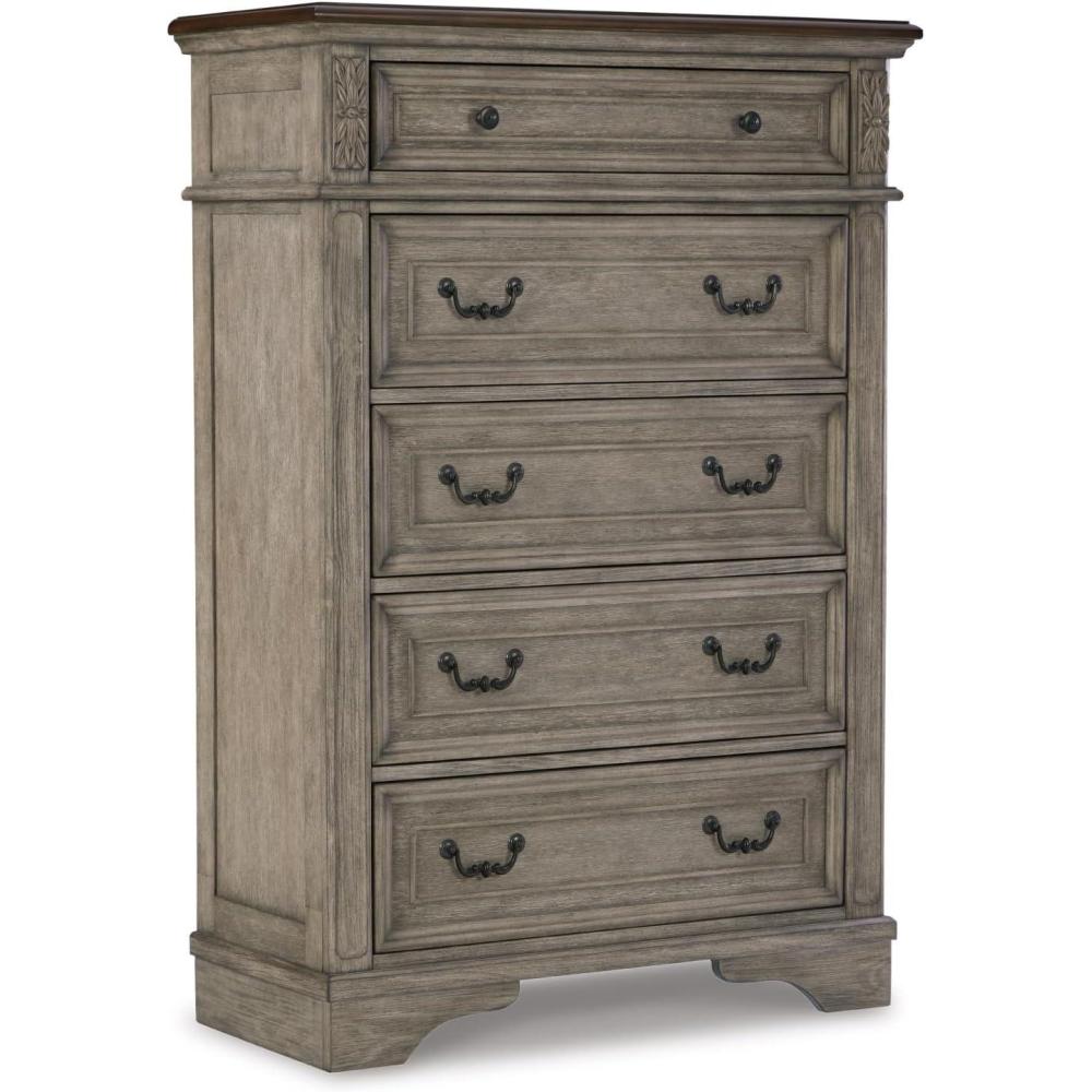 imageSignature Design by Ashley Londenbay Classic Farmhouse 5 Drawer Chest of Drawers Brown ampamp Gray