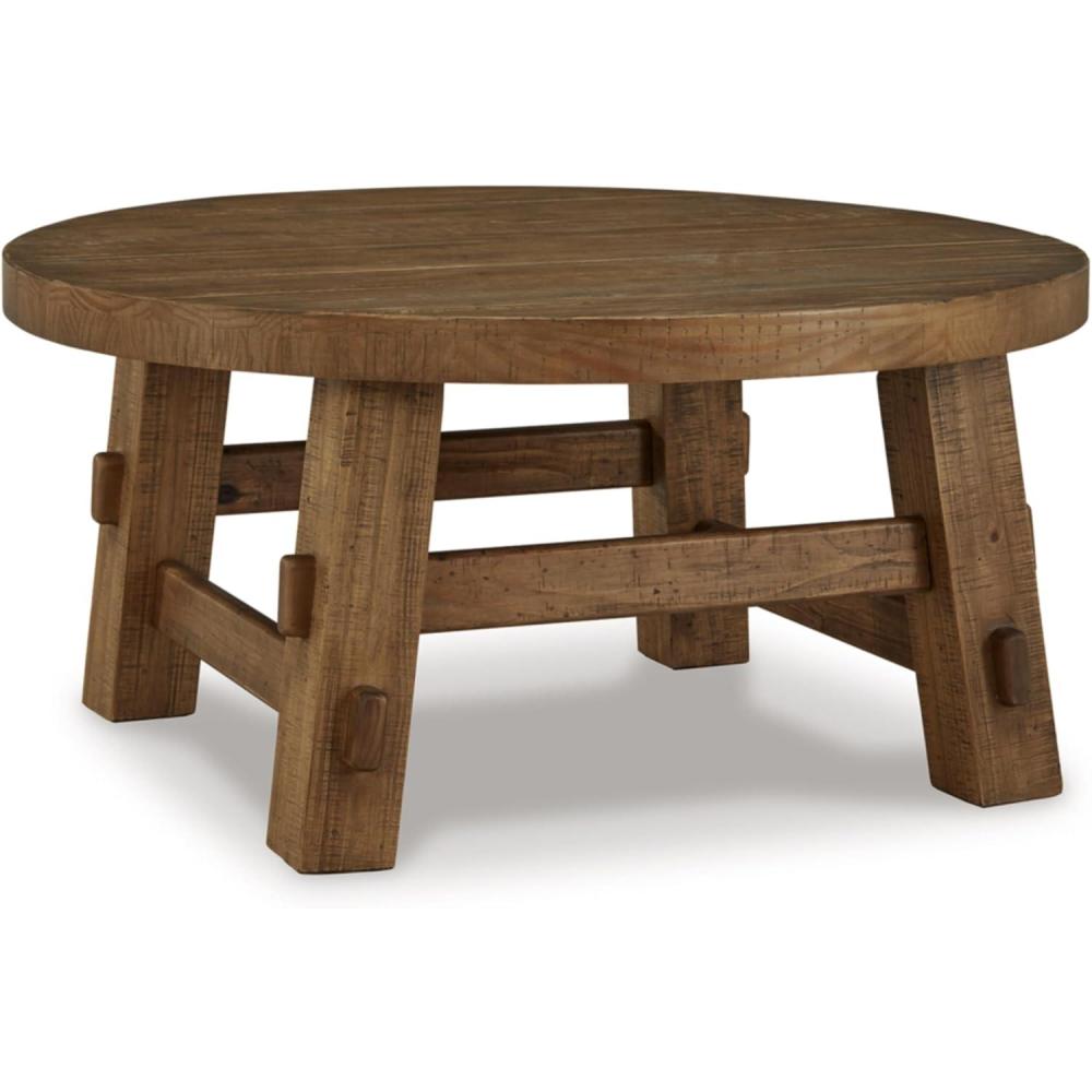 imageSignature Design by Ashley Mackifeld Round Coffee Table Warm Brown