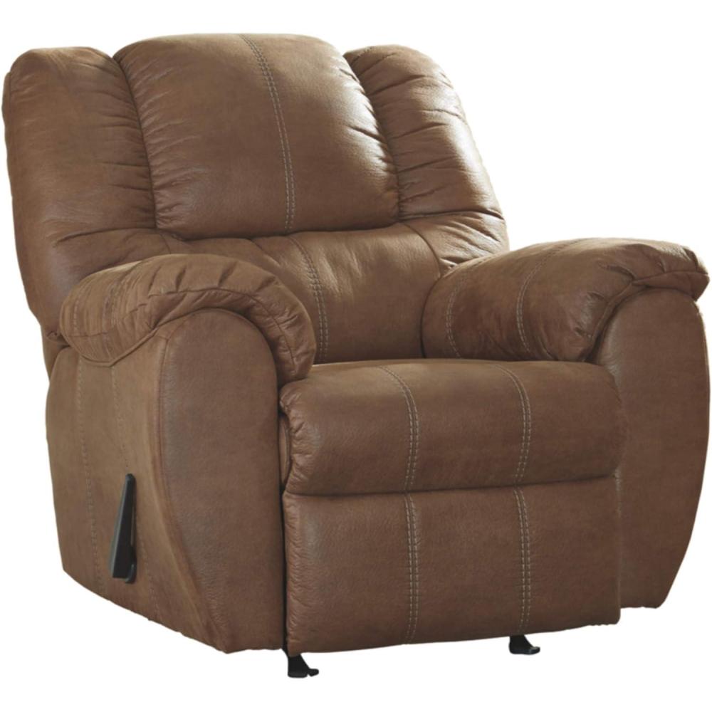 imageSignature Design by Ashley McGann Faux Leather Oversized Manual Rocker Recliner Light BrownLight Brown
