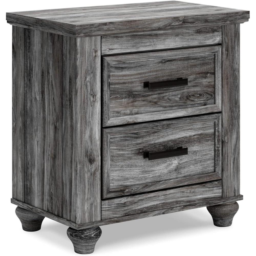 imageSignature Design by Ashley Mollviney Minimalist 2 Drawer Nightstand with USB Ports 2425quot Tall WhiteGrey