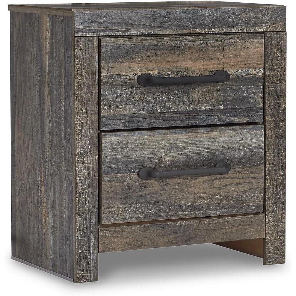 imageSignature Design by Ashley Mollviney Minimalist 2 Drawer Nightstand with USB Ports 2425quot Tall WhitePlanked Brown