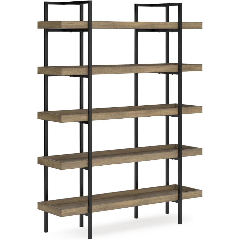 imageSignature Design by Ashley Montia Industrial Freestanding 5Tier 76quot Etagere Bookcase Light Brown