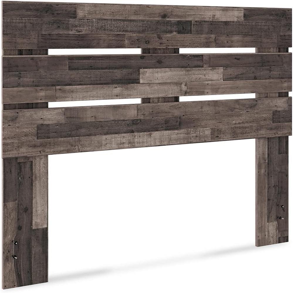 imageSignature Design by Ashley Neilsville Butcher Block Panel Headboard Queen BeigeDark Gray