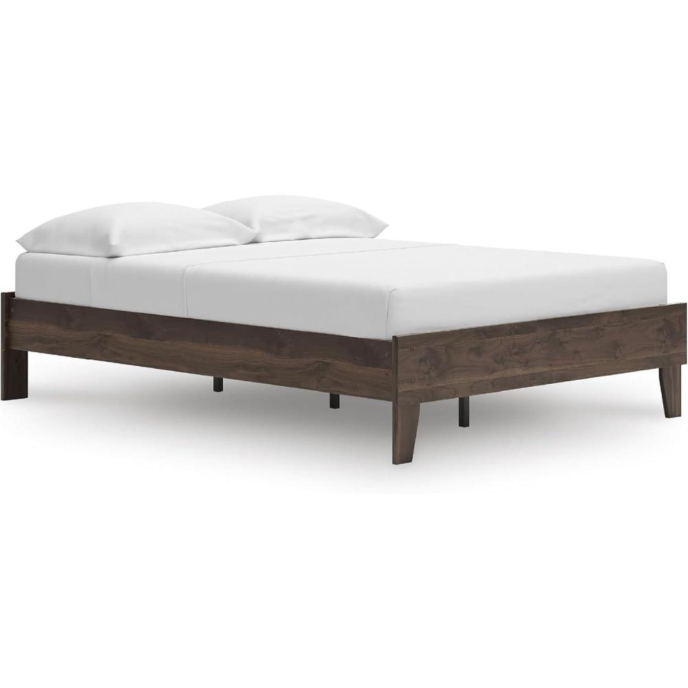 imageSignature Design by Ashley Neilsville Butcher Block Style Platform Bed Full Rustic GrayMocha Brown