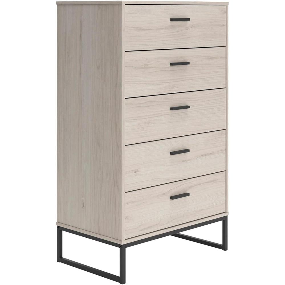 imageSignature Design by Ashley Neilsville Industrial 5 Drawer Chest of Drawers with SmoothGliding Drawers and Safety Stop GrayBeige