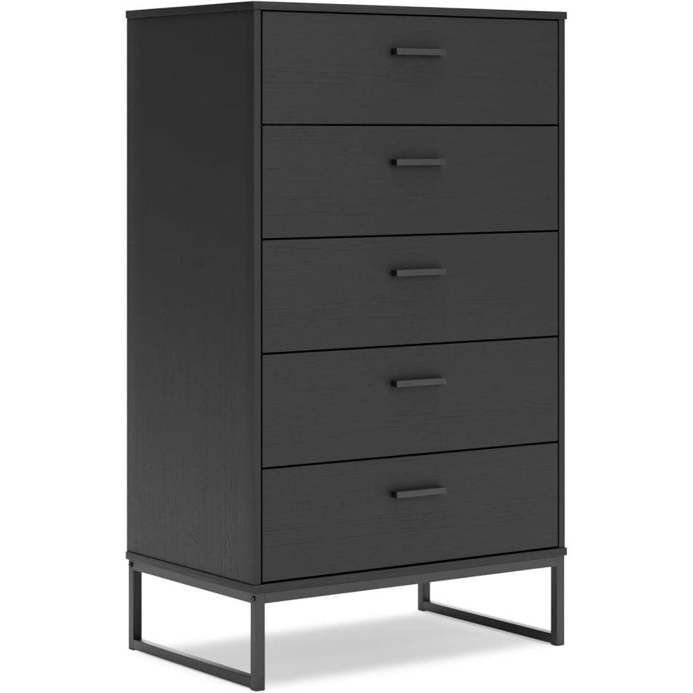 imageSignature Design by Ashley Neilsville Industrial 5 Drawer Chest of Drawers with SmoothGliding Drawers and Safety Stop GrayBlack