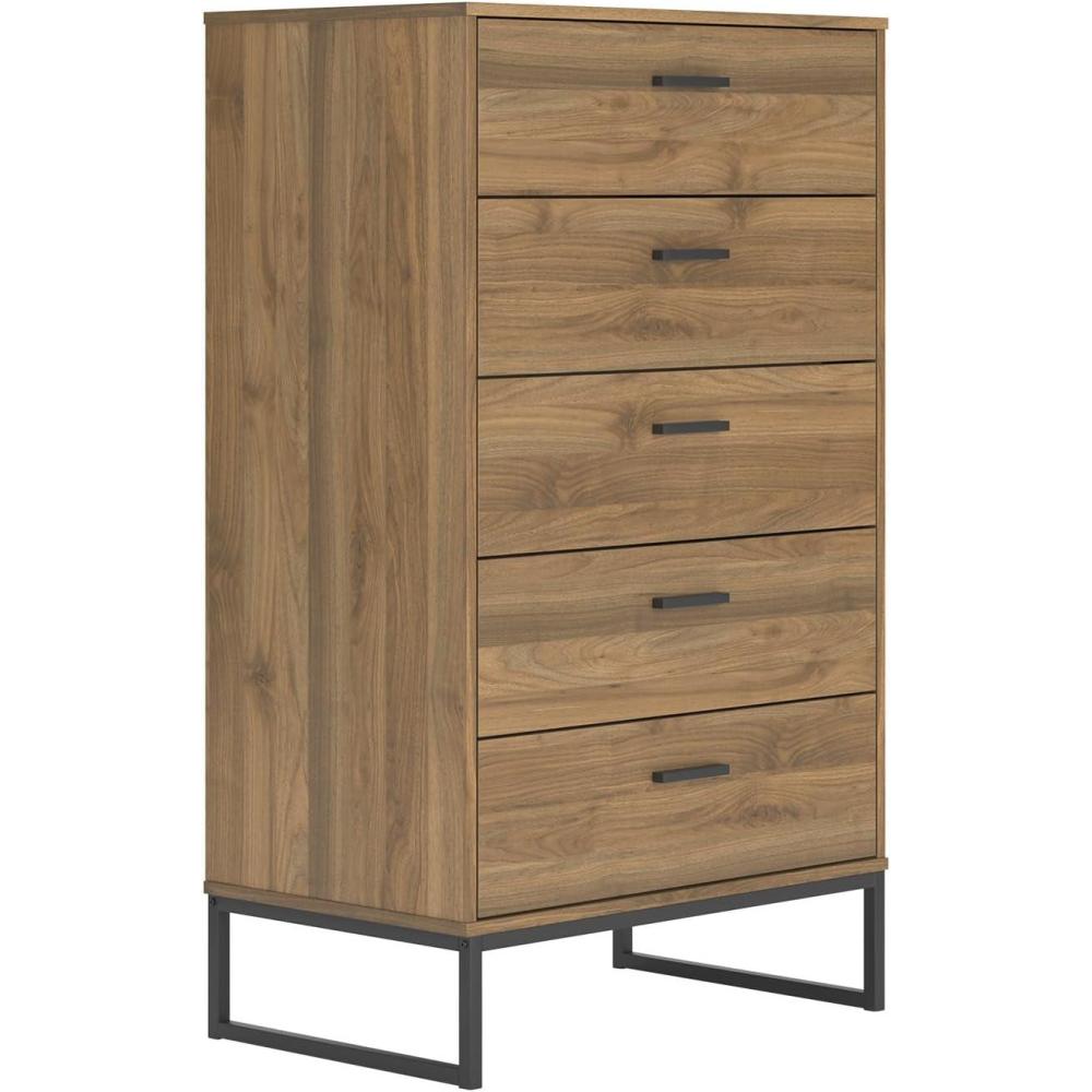 imageSignature Design by Ashley Neilsville Industrial 5 Drawer Chest of Drawers with SmoothGliding Drawers and Safety Stop GrayHoney Brown