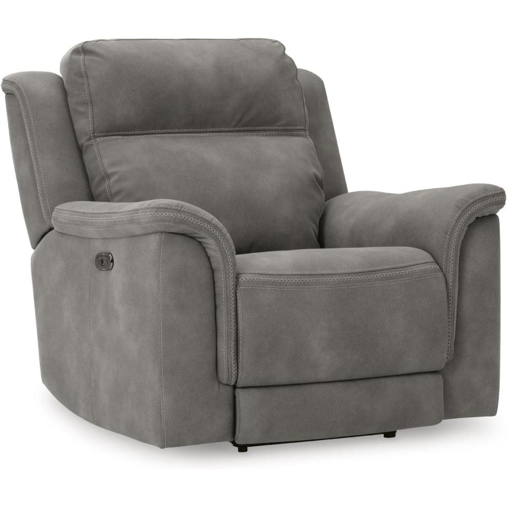 imageSignature Design by Ashley NextGen DuraPella Power Reclining Loveseat with Center Console and Adjustable Headrest BeigeGrey