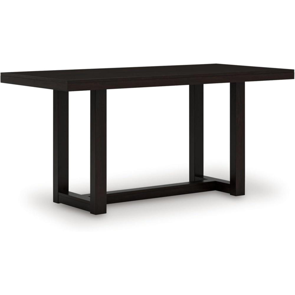 imageSignature Design by Ashley Neymorton Modern Counter Height Dining Table with Trestle Base Dark BrownRectangle