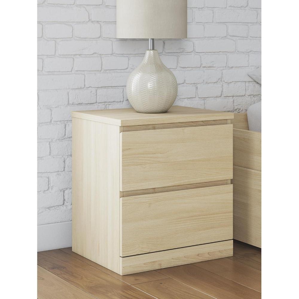 imageSignature Design by Ashley Onita Contemporary 2 Drawer Nightstand 2175quot Tall WhiteLight Brown