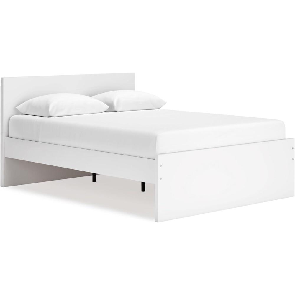 imageSignature Design by Ashley Onita Contemporary Adjustable Height Panel Headboard for Bedroom Twin WhiteQueen