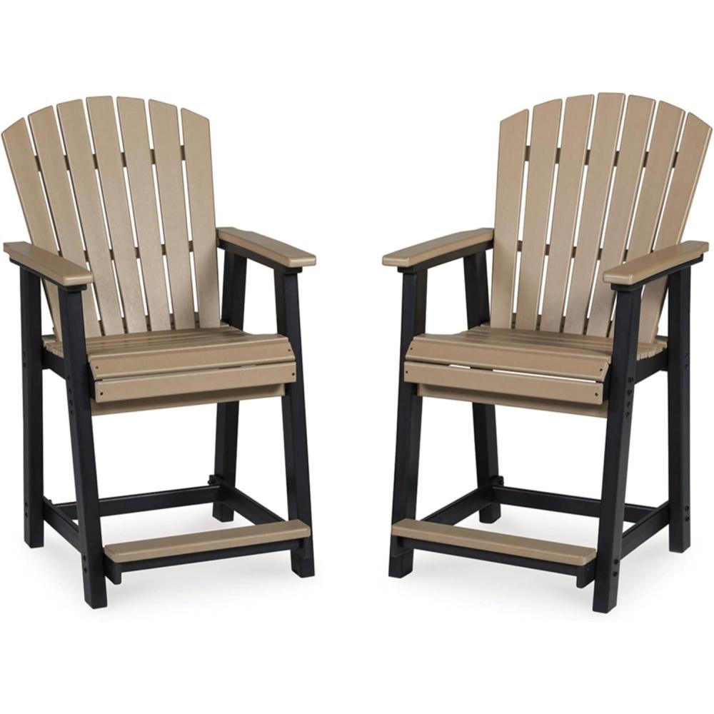 imageSignature Design by Ashley Outdoor Fairen Trail HDPE Patio Barstool 2 Count Black BrownBrown