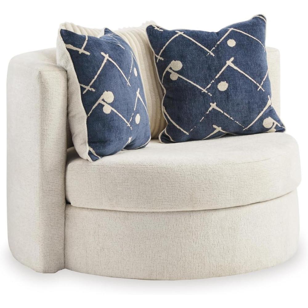 imageSignature Design by Ashley Padova Transitional Upholstered Swivel Accent Chair with 3 Throw Pillows White