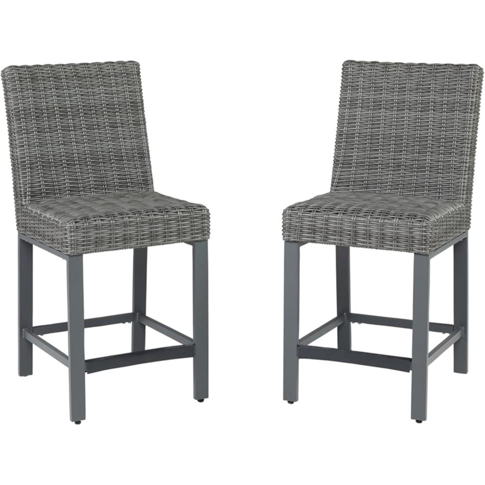 imageSignature Design by Ashley Paradise Trail Outdoor 275quot Wicker Patio Barstool 2 Count BrownGrey