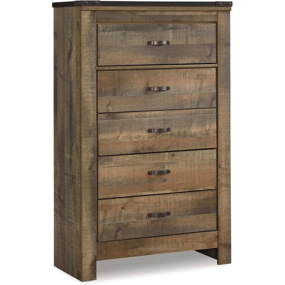 imageSignature Design by Ashley Porter Traditional 5 Drawer Chest of Drawers Dark BrownBrown Plank