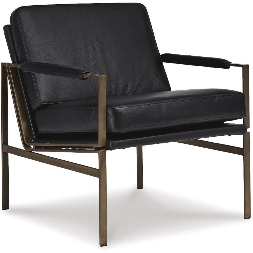 imageSignature Design by Ashley Puckman MidCentury Modern Leather Accent Chair BrownBlack