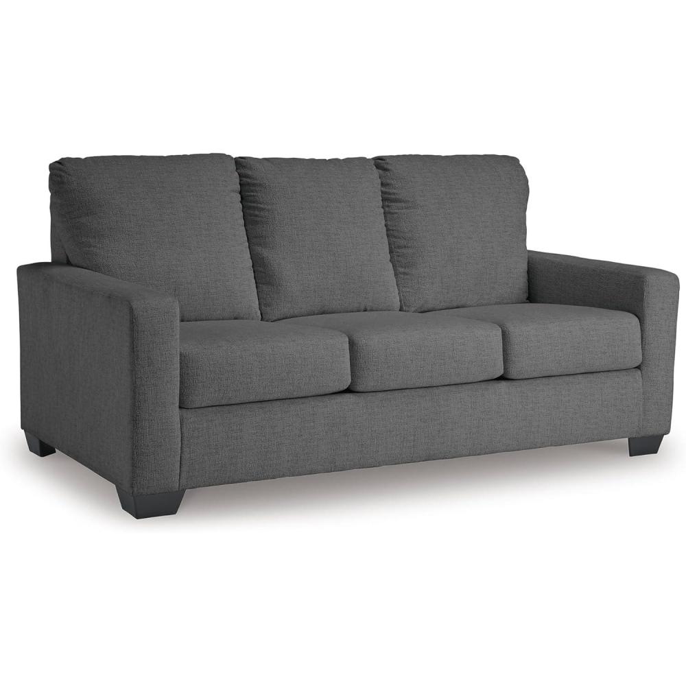 imageSignature Design by Ashley Rannis Casual 2in1 Sofa Sleeper with Folding Gel Memory Foam Mattress Twin GrayFull