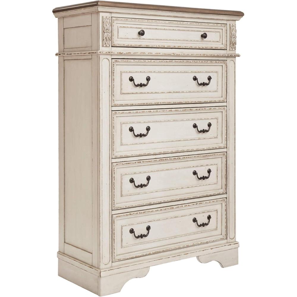 imageSignature Design by Ashley Realyn Vintage 5 Drawer Chest White183D x 403W x 583H 5 Drawers